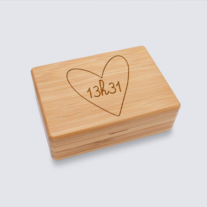 Boîte à bijoux personnalisée 12x8,5 cm bois gravé - HappyBulle x Mon petit Léon - 13h31