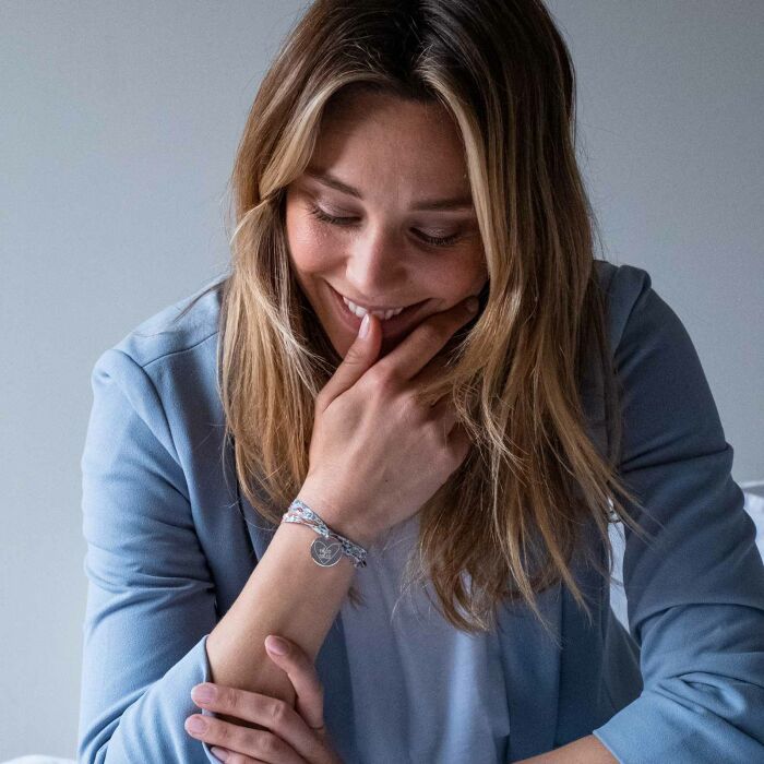 Bracelet 3 tours Liberty personnalisé médaille gravée argent 19 mm  - HappyBulle x Mon petit Léon - ambiance