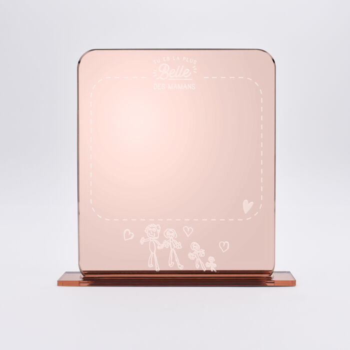Miroir maman personnalisé acrylique miroir rose gravé 11x13 cm avec support - édition spéciale "La plus jolie des mamans" - dessin 4