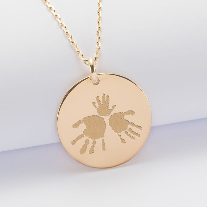 Personalised engraved gold plated medallion pendant 27 mm - imprints