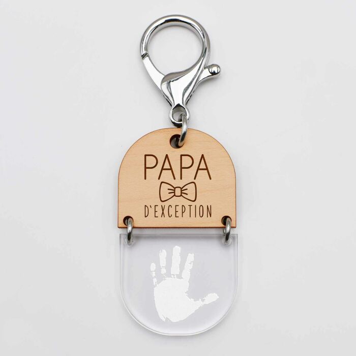 Porte-clés personnalisé gravé bi-matière bois 55 mm - édition spéciale "papa" - papa d'exception