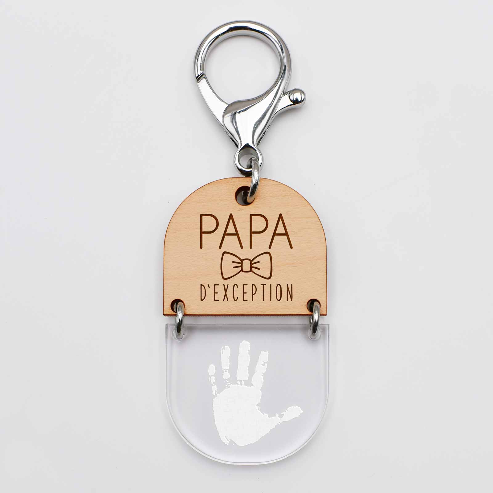 Porte-clés papa personnalisé bois gravé bi-matière - édition