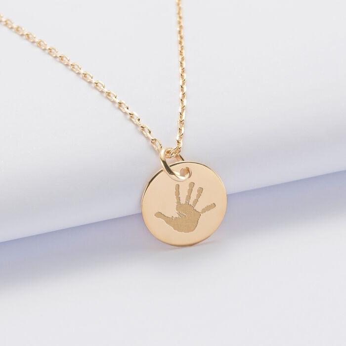 Personalised engraved gold plated medallion pendant 15 mm - imprint