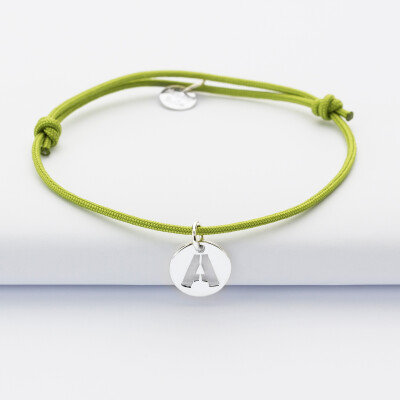 Bracelet personnalisé médaille lettre initiale argent 11mm - 1