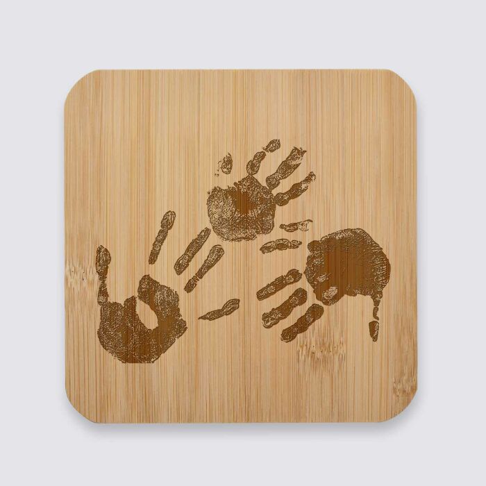 Dessous de plat personnalisé gravé bambou 145x145 mm - empreintes