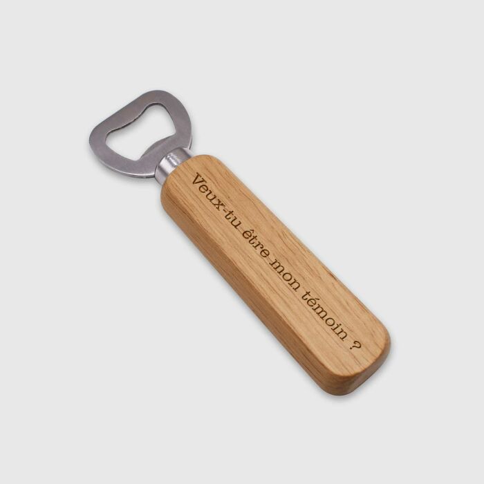 Décapsuleur personnalisé bois bambou - texte témoin