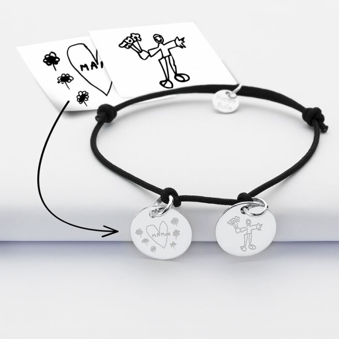 Bracelet personnalisé 2 médailles gravées argent dormeuse 15mm tutoriel