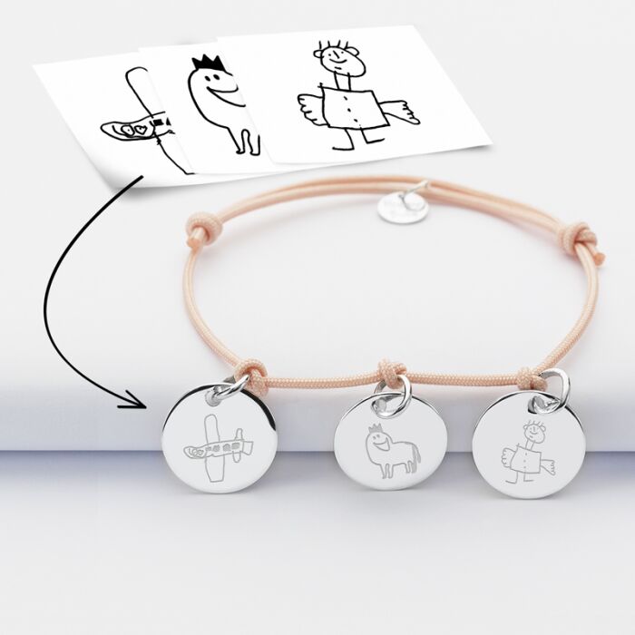 Bracelet personnalisé 3 médailles gravées argent 15 mm tutoriel