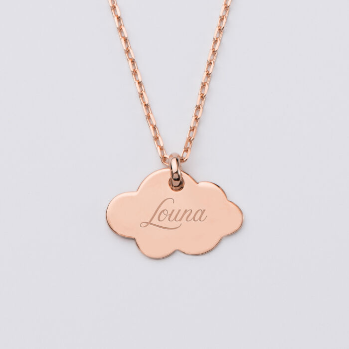 Personalised engraved rose gold plated cloud pendant medallion 20x14mm