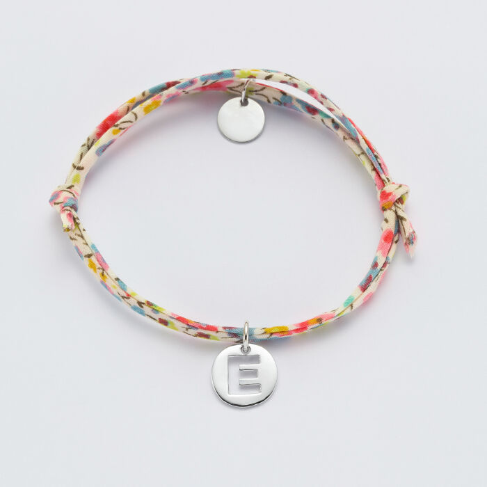 Personalised children's initial letter silver Liberty medallion bracelet 11mm - 2