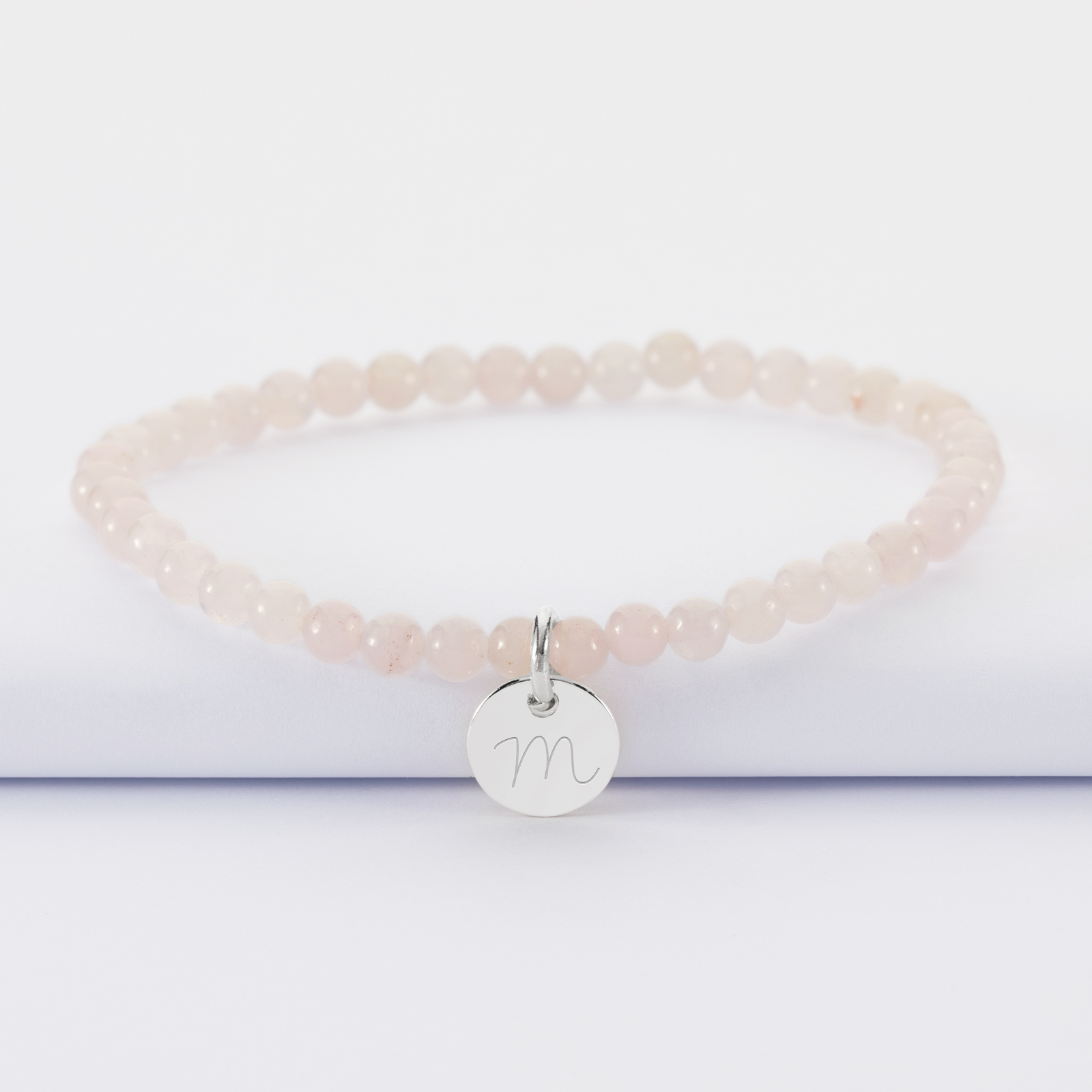bracelet quartz rose perle ronde 10 mm ,pierre naturelle