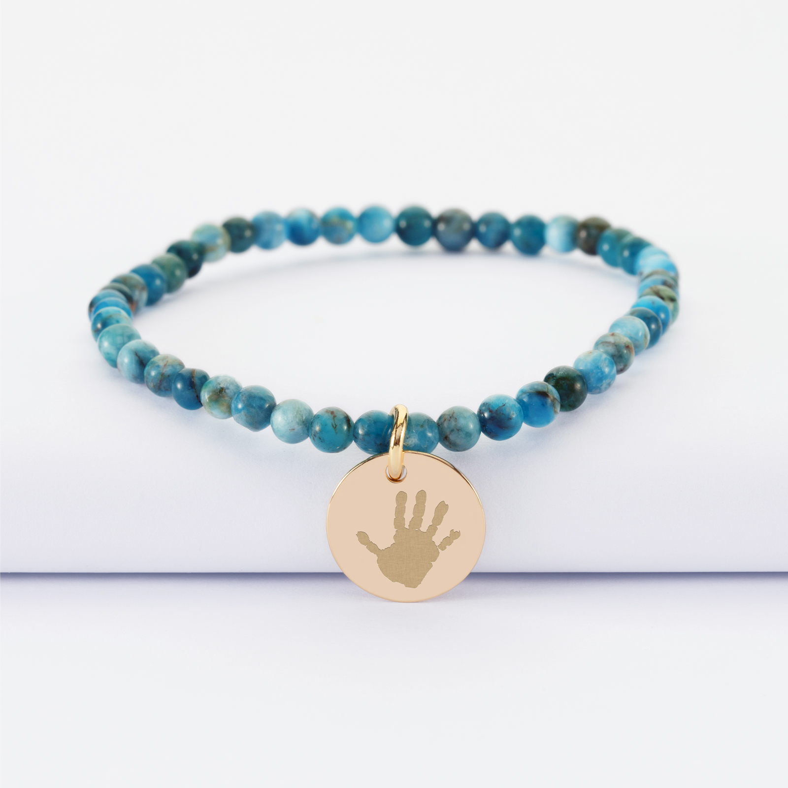 Bracelet élastique Or – Perles Pleines Gravées – Occasion (voir Description)