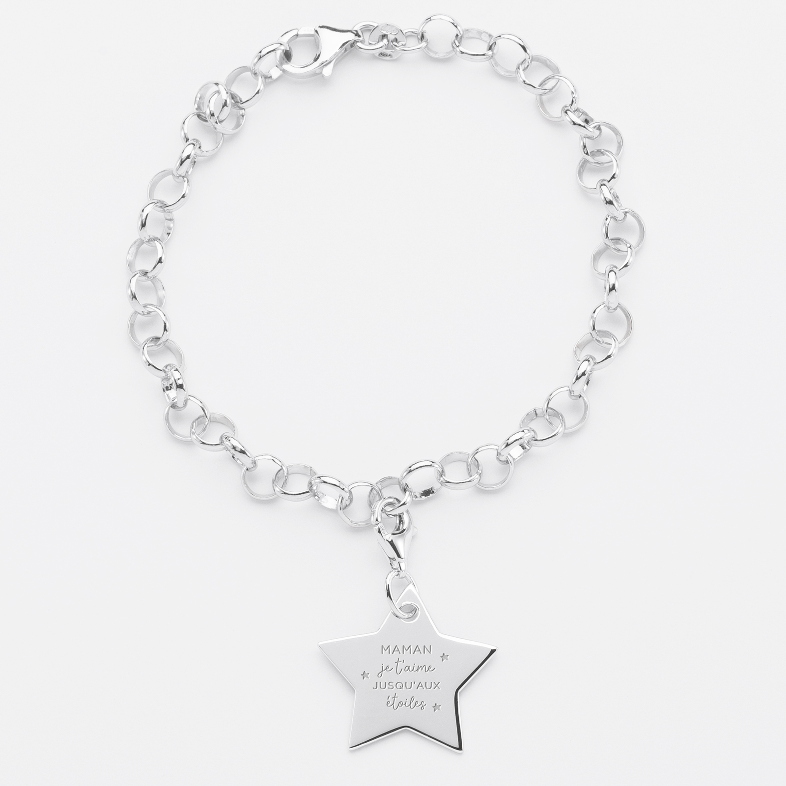 Bracelet Rigide Gravé étoiles Diamanté - Couleur Argent Vintage (occasion)