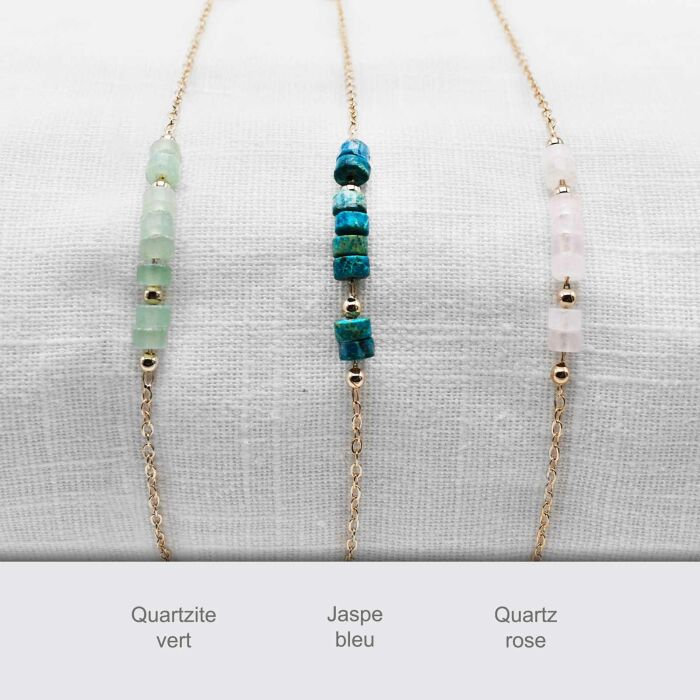 Nuancier bracelet chaine barrettes perles