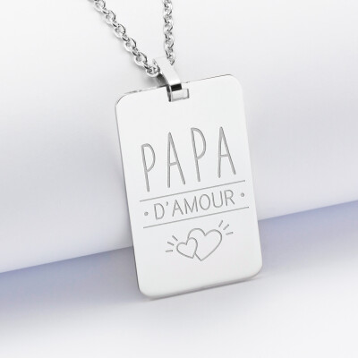 Father personalised engraved steel medallion pendant 20x32mm