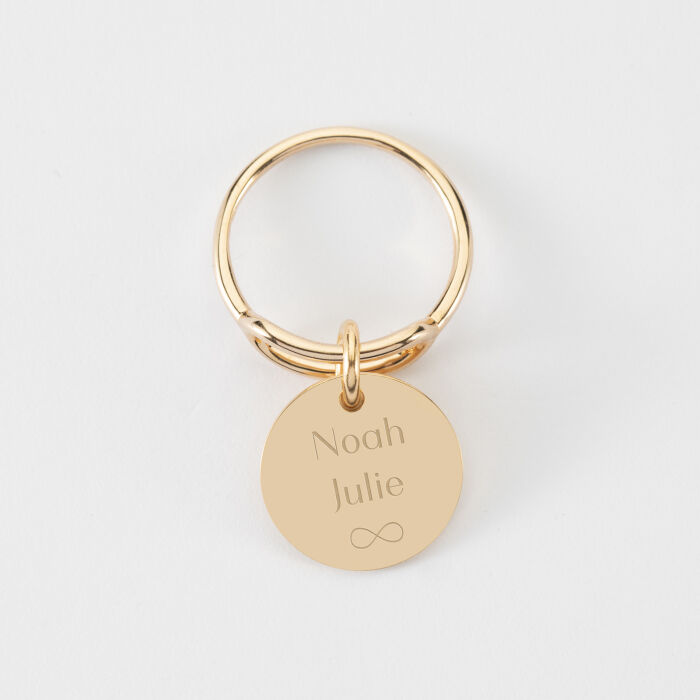 Bague ovale ouverte plaqué or personnalisée médaille gravée 15 mm - prénoms