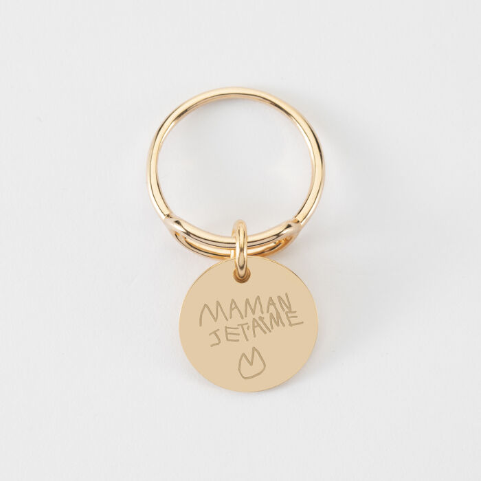 Bague ovale ouverte plaqué or personnalisée médaille gravée 15 mm - écrit