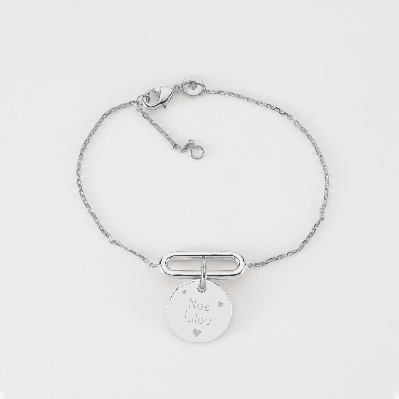 Bracelet Rigide Argenté Gravé - Chaînette De Sécurité, Vintage, Très Bon état