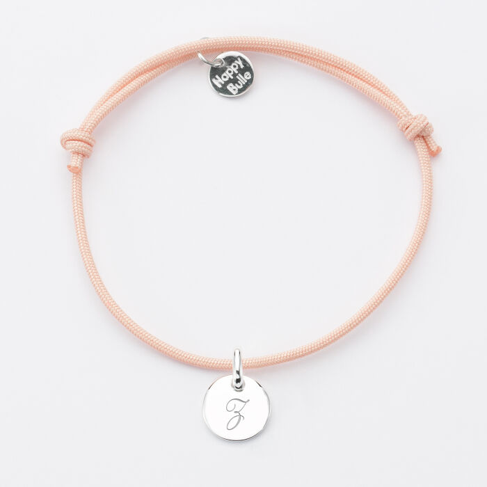 Bracelet personnalisé médaille gravée initiale argent 10mm - 4