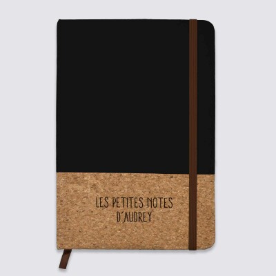 Carnet bi-matière en liège personnalisé 14x21 cm - texte