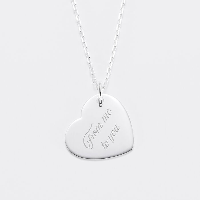 Pendentif personnalisé médaille gravée argent coeur 19x21mm - texte