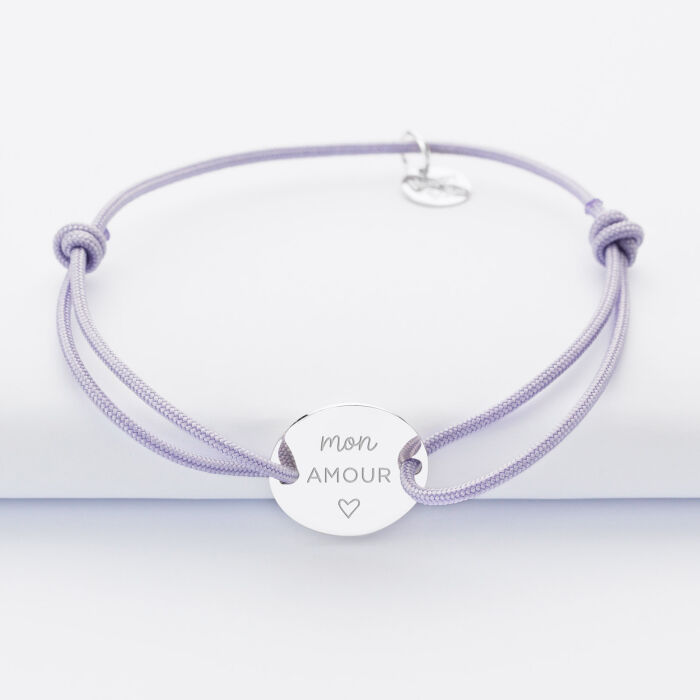 Bracelet personnalisé médaille gravée argent 2 trous 15mm - Nos petits imparfaits illustration