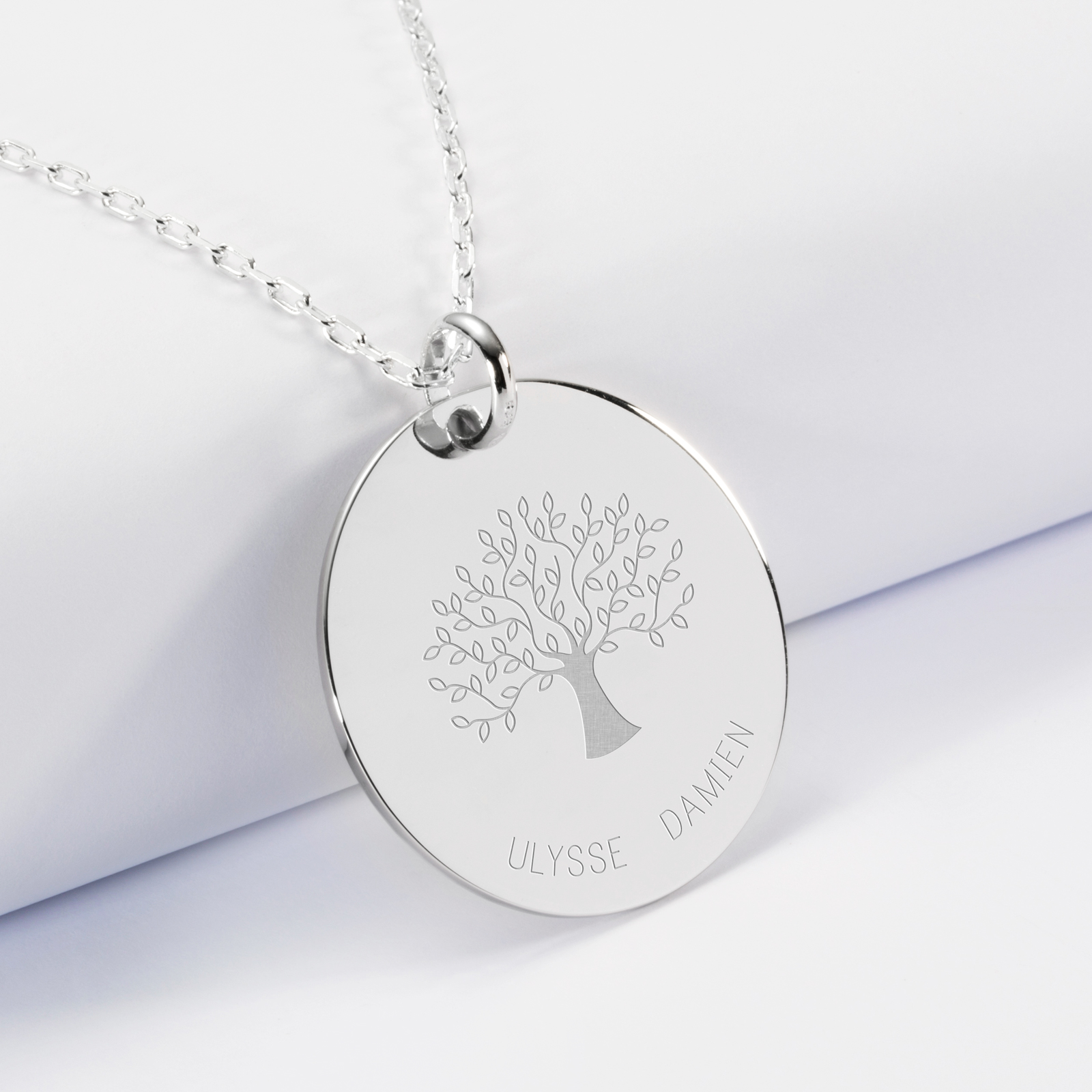 Pendentif Arbre de Vie personnalisé médaille argent gravée 27 mm