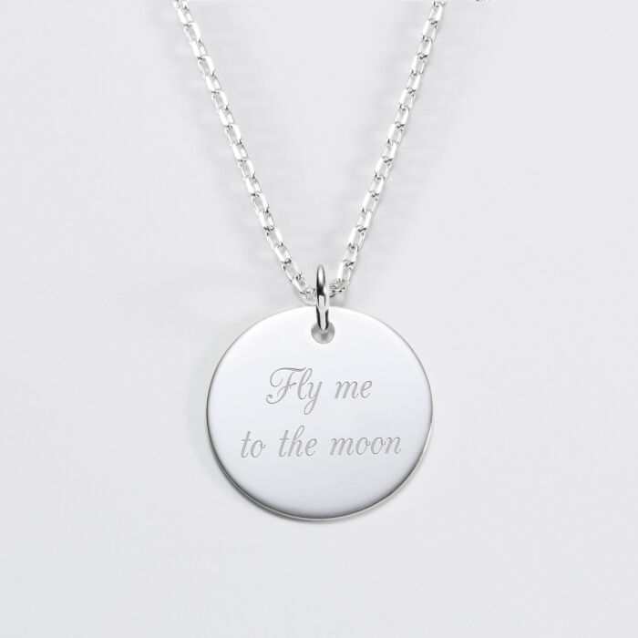 Pendentif homme personnalisé médaille gravée argent 19 mm - texte
