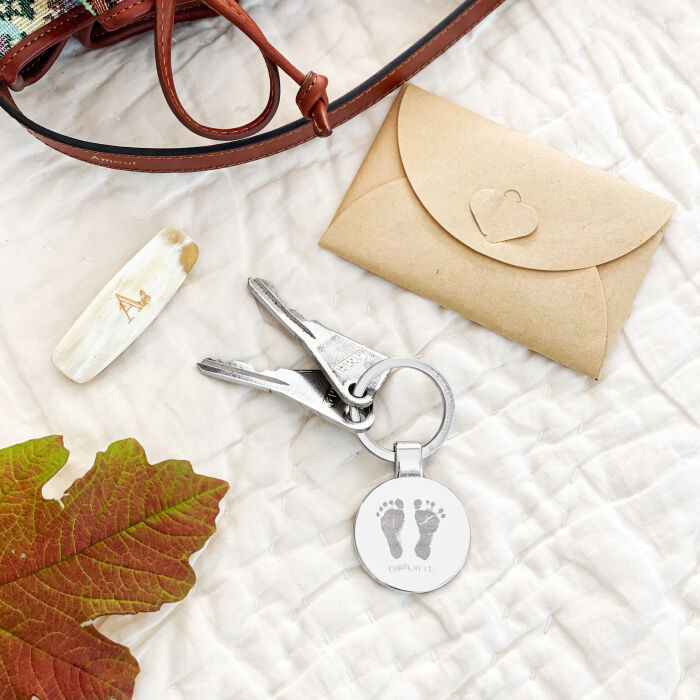 Porte-clés personnalisé gravé acier rond 37 mm - ambiance accessoires