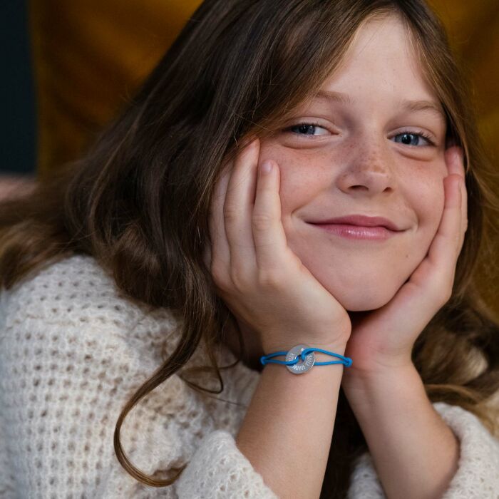 Bracelet enfant personnalisé médaille gravée argent cible 16 mm - Texte