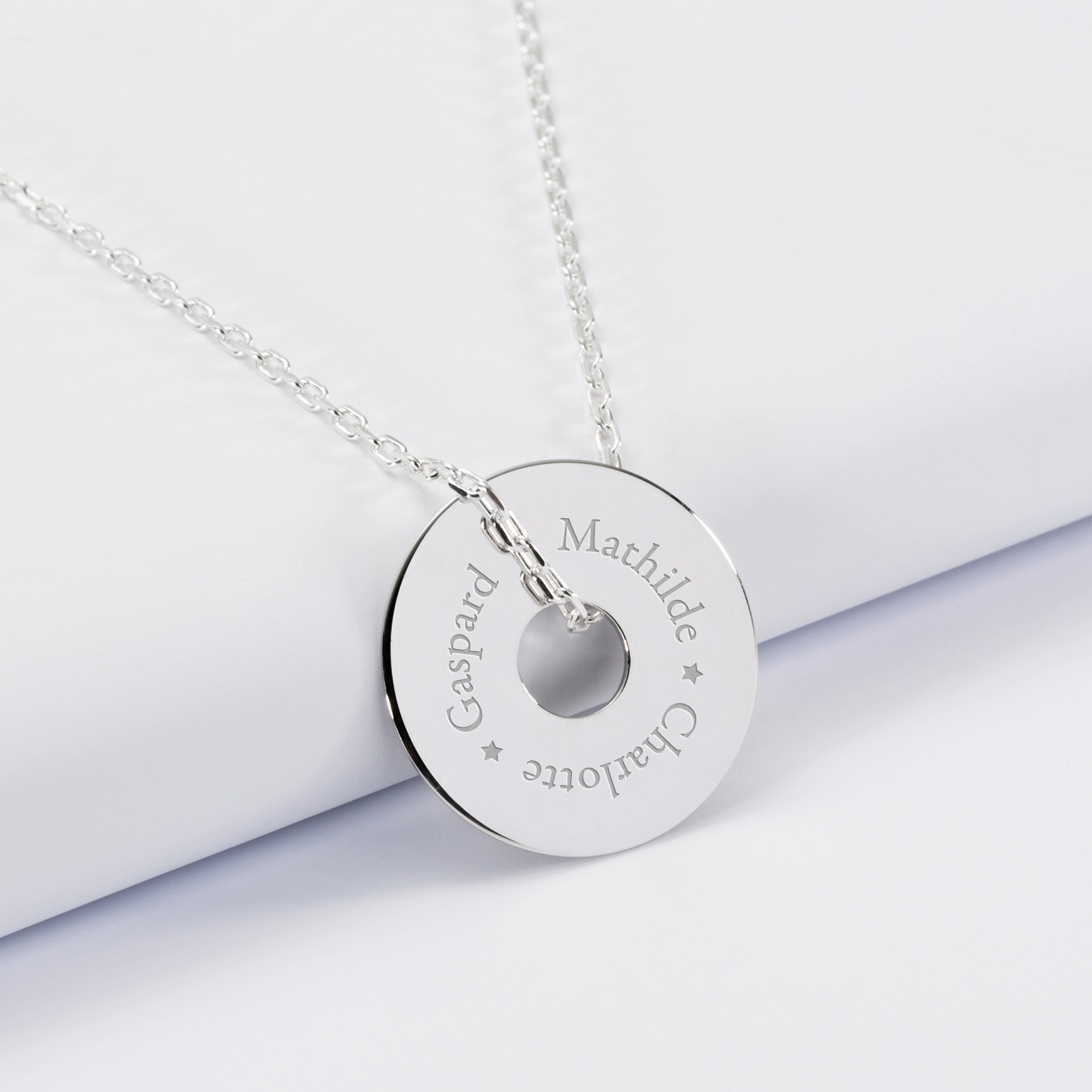 Collier personnalisé médaille gravée argent cible 20mm HappyBulle