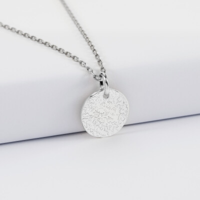 Pendentif personnalisé médaille martelée gravée argent 15 mm - texturée 2