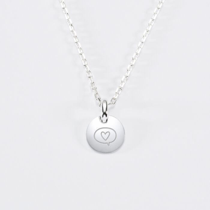 Personalised initial engraved silver medallion pendant 10 mm