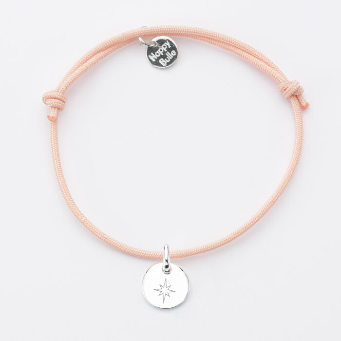 Bracelet personnalisé médaille gravée initiale argent 10mm - illustration