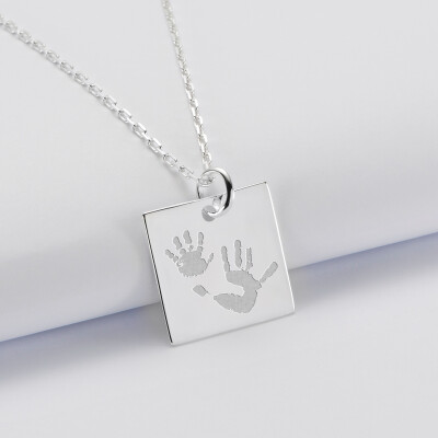 Personalised square silver engraved medallion pendant 18x18mm - imprints Personalised square silver engraved medallion pendant 18x18mm - imprints