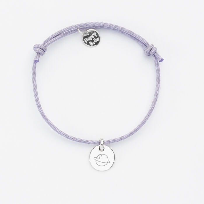 Bracelet enfant personnalisé médaille gravée argent 10 mm - planète