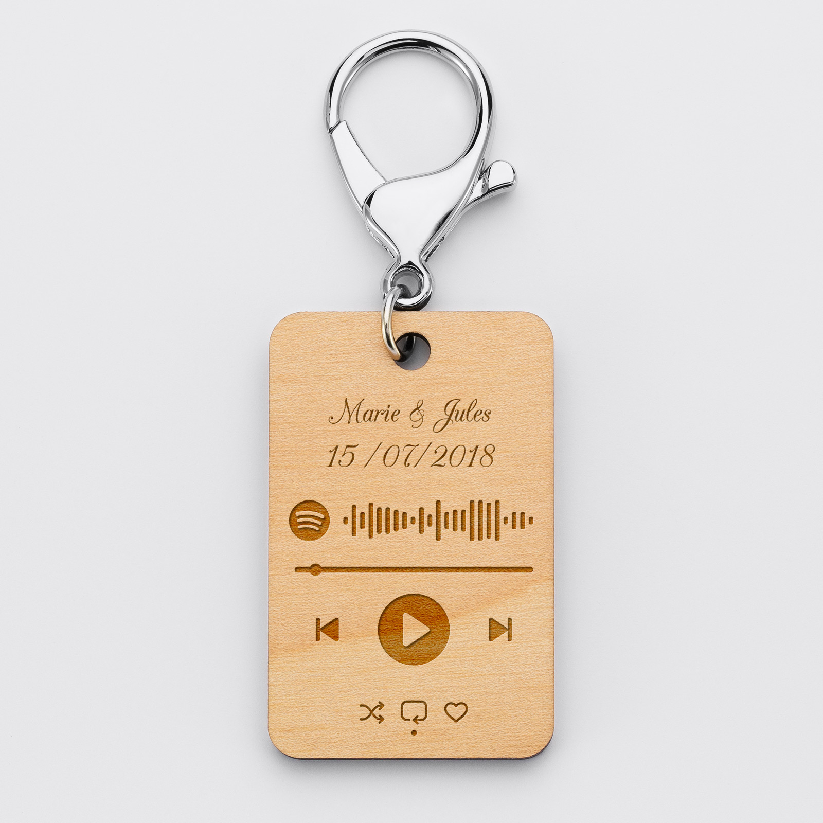Llavero música código Spotify personalizado madera rectangular grabado