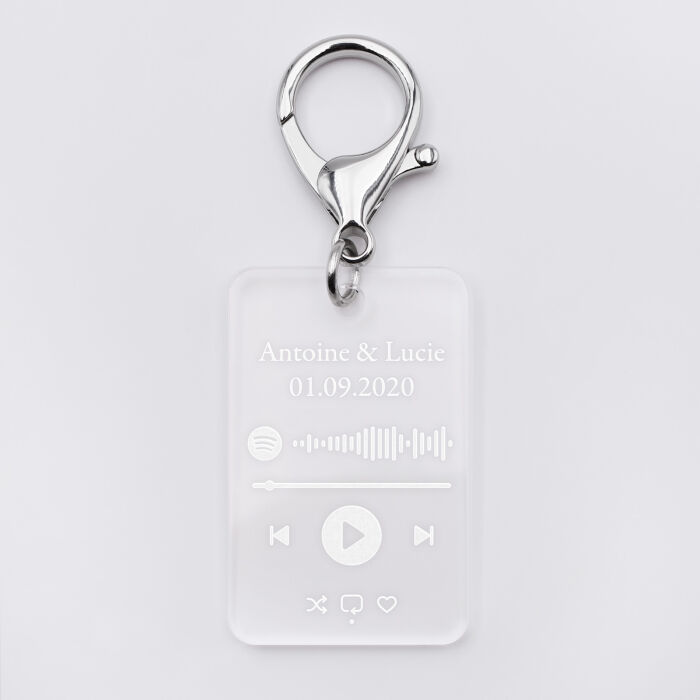 Porte clés musique personnalisé gravé acrylique médaille rectangle 55x35 mm - Spotify 4