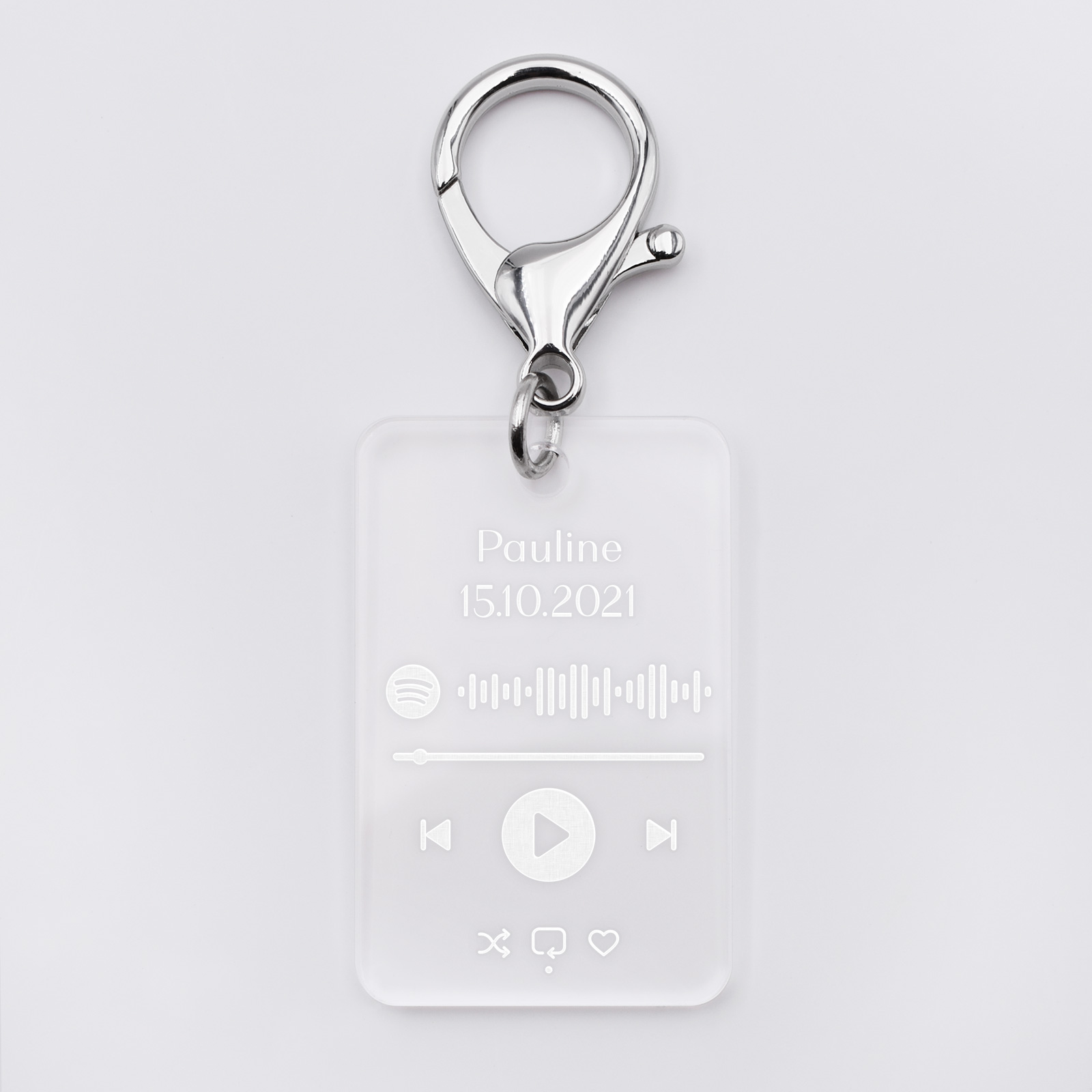 Porte clés code Spotify musique personnalisé acrylique rectangle gravé