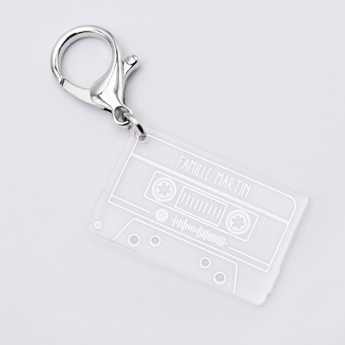Porte clés musique personnalisé gravé acrylique médaille cassette rétro 55x35 mm - Spotify 4