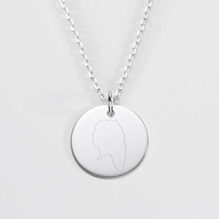 Pendentif personnalisé médaille argent 19 mm -  "Profil gravé" - gravure profil 2