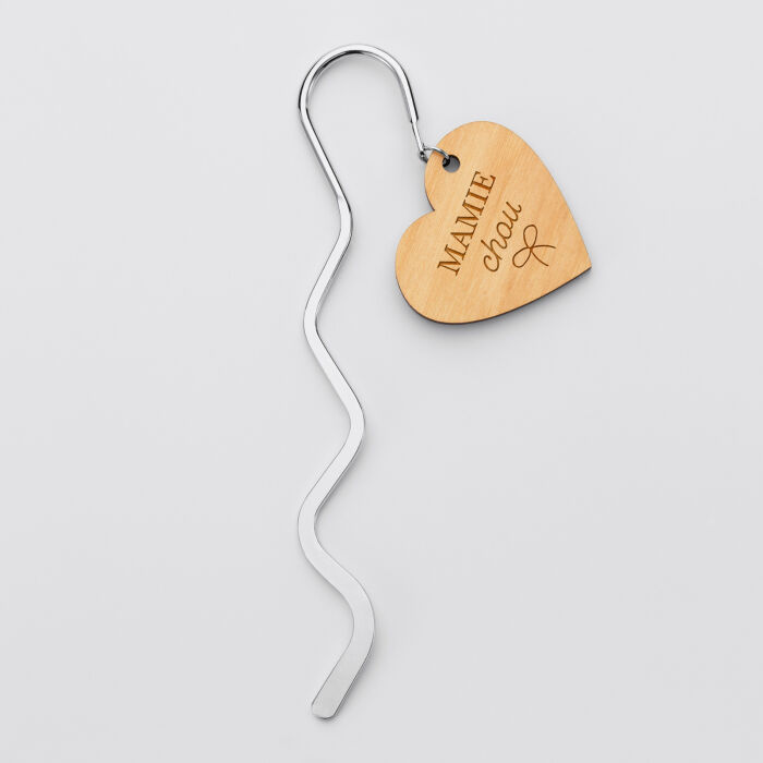 Personalised engraved wood medallion steel bookmark