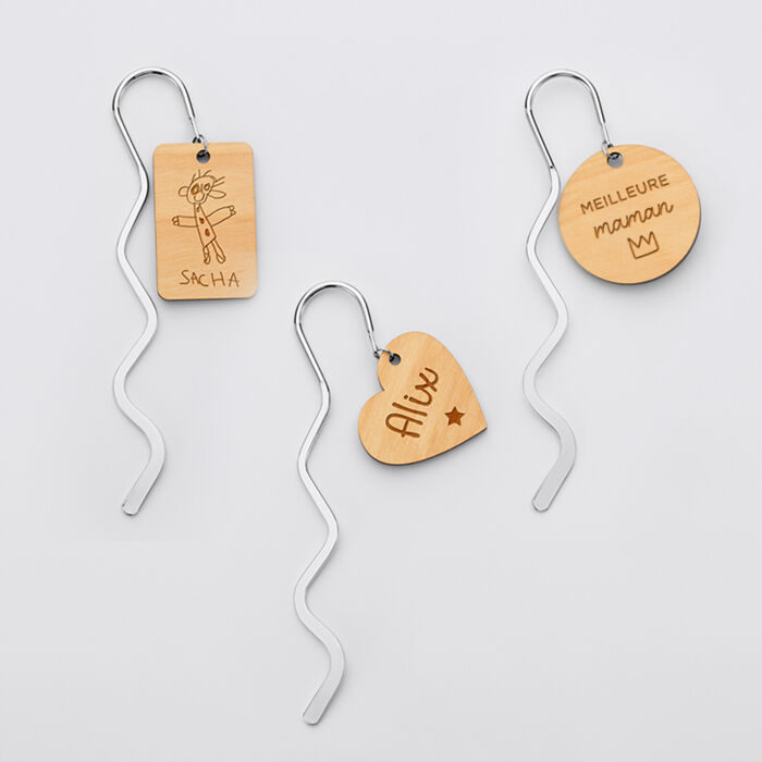 Personalised engraved wood medallion steel bookmark