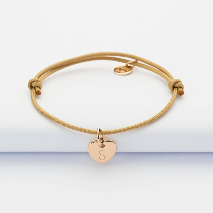 Personalised engraved initial gold plate heart medallion bracelet 10mm - 3