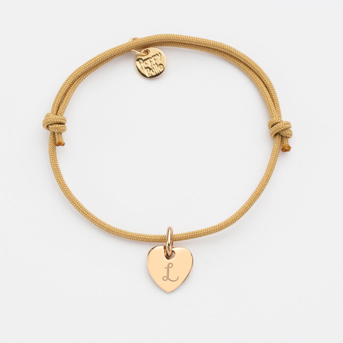 Personalised engraved initial gold plate heart medallion bracelet 10mm - 2