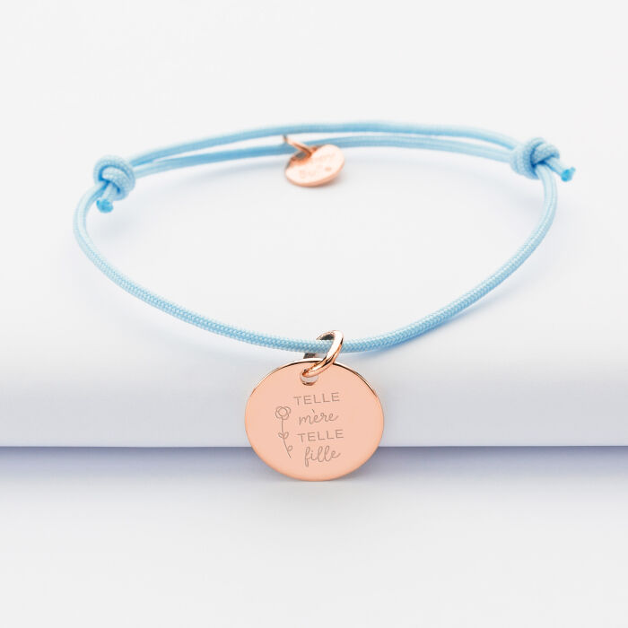 Personalised engraved rose gold plated medallion bracelet 15mm