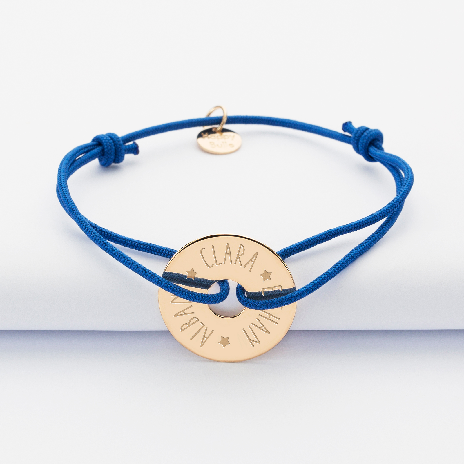 Personalised Engraved Gold-Plated Open Disc Charm Bracelet 20 mm