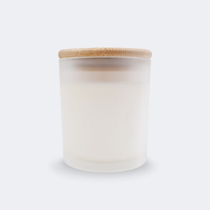 Bougie parfumée personnalisé couvercle bois gravé - givré 2