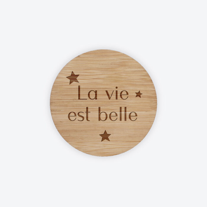 Bougie parfumée personnalisé couvercle bois gravé - texte