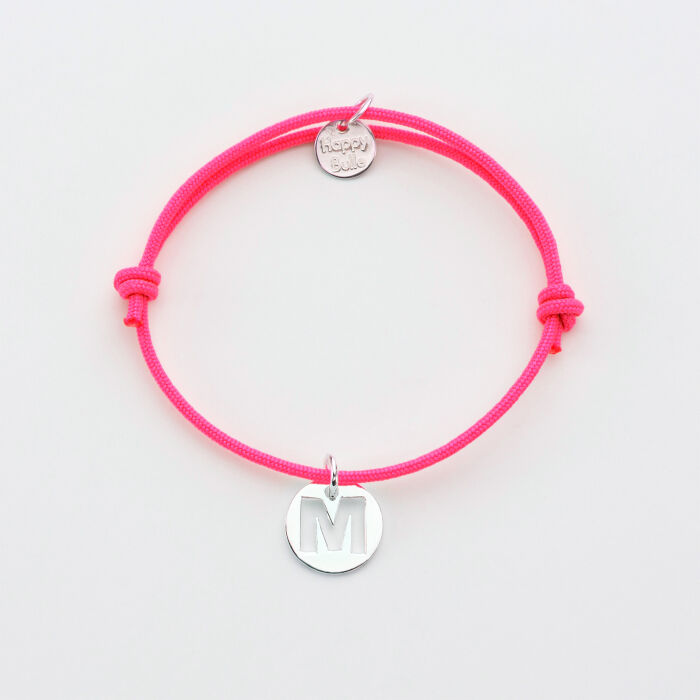 Bracelet enfant personnalisé médaille lettre initiale argent 11mm - 2